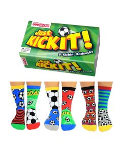 Einzelne Socken im 6er Pack, JUST KICK IT Bunte Fussbälle, Gr. 30-38, mit Geschenkbox