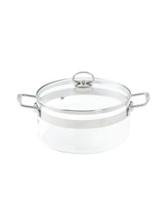 Kochtopf tief mit Deckel Glas 24cm