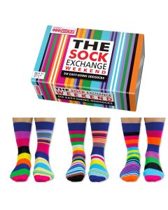 Einzelne Socken im 6er Pack, THE SOCK EXCHANGE Bunte Streifen, Gr. 39-46, mit Geschenkbox