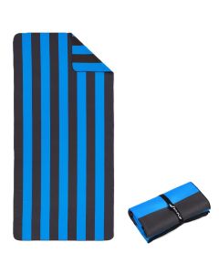 Strandtuch XXL Mikrofaser schnelltrocknendes Badetuch 160x90cm Blau - Dunkelgrau