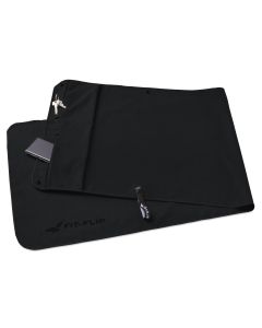 Fitnesshandtuch Mikrofaser mit Reissverschlusstasche 130x48cm Schwarz