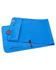 Fitnesshandtuch Mikrofaser mit Reissverschlusstasche 130x48cm Blau