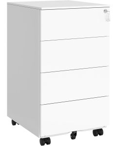 Rollcontainer Metall abschliessbar wolkenweiss 4 Schubladen