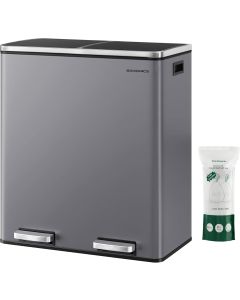 Treteimer 60L Mülltrennsystem Schiefergrau Metall