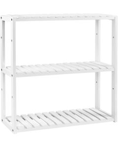 Badregal Bambus 3 Ablagen Wandmontage Weiss