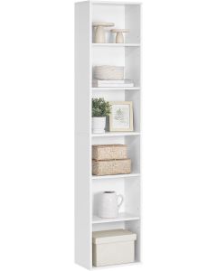 Bücherregal 6-stöckig Offenes Standregal Wolkenweiss, 24 x 40 x 178,5 cm
