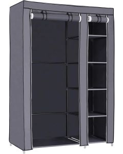 Stoffschrank Faltschrank Kleiderschrank mit Kleiderstange Grau