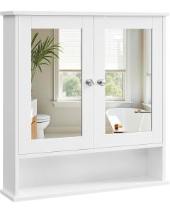 Spiegelschrank mit Spiegeltüren und Ablage Weiss