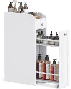 Badezimmerschrank schmal mit Schubladen weiss