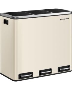 Treteimer 3-Fach 54L sandbeige Kunststoff