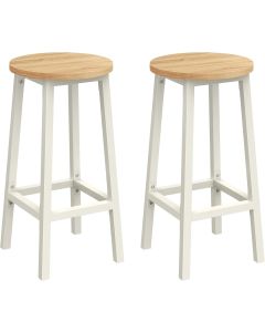 Barhocker 2er-Set Metallgestell Eichenbeige-Weiss