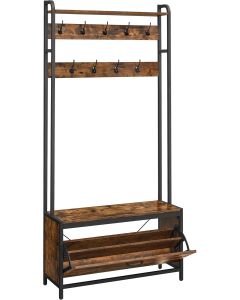 Garderobenständer mit Schuhschrank Vintagebraun-Schwarz