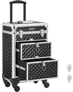 Kosmetikkoffer Trolley mit Schubladen Schwarz