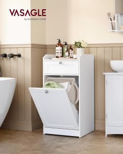 Badschrank mit Wäschekorb wolkenweiss