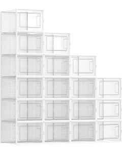 Schuhboxen faltbar stapelbar Kunststoff transparent-weiss