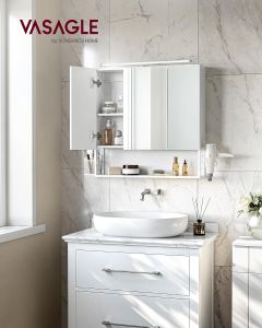 Badezimmerschrank Spiegelschrank LED Beleuchtung Wolkenweiss