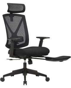 Bürostuhl Ergonomisch ausziehbare Fussstütze Verstellbar Belastbar Schwarz