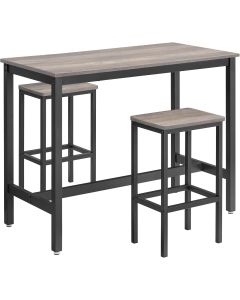Bartisch-Set Industrie-Design Greige-schwarz Holz