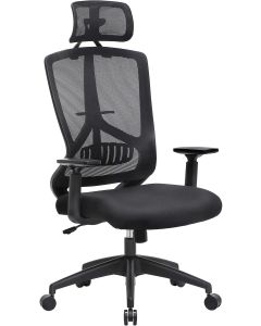 Bürostuhl Ergonomisch Verstellbar Lendenwirbelstütze Kopfstütze Schwarz