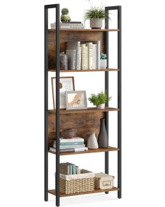 Bücherregal Industrie-Design mit Stahlgestell Vintagebraun