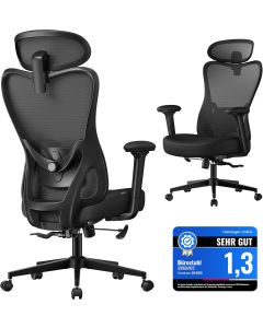 Bürostuhl ergonomisch verstellbar schwarz Netz