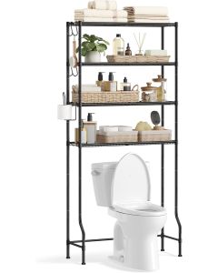 Badezimmerregal 4 Etagen schwarz Metall