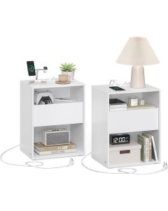 Nachttisch Set mit Ladefunktion mattweiss