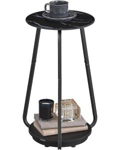 Beistelltisch rund modern Glasplatte marmorschwarz