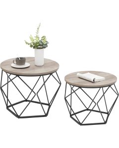 Beistelltisch-Set 2-teilig Industrial Grau Stahl