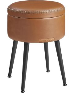 Sitzhocker mit Stauraum rund karamellbraun