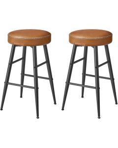 Barhocker 2er Set Kunstleder Mid-Century Karamellbraun Small