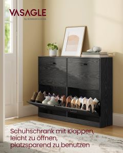 Schuhschrank Klappen Verstellbar Flur Ebenholzschwarz