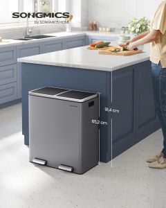 Treteimer 60L Mülltrennsystem Schiefergrau Metall