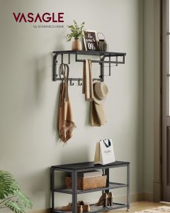 Wandgarderobe mit Ablage Haken Anthrazitgrau