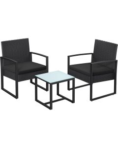 Polyrattan Lounge-Set schwarz wetterfest