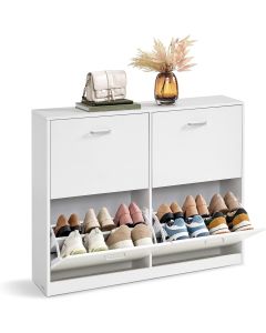 Schuhschrank Klappen Verstellbar Schuhregal Schneeweiss