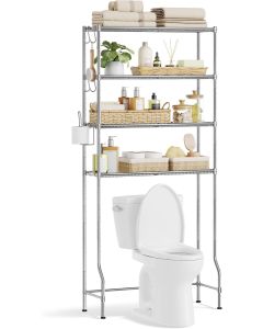 Toilettenregal Metall verstellbar taubengrau 4-Ablagen