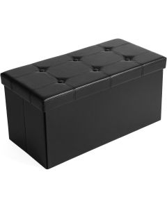 Sitzbank mit Stauraum Kunstleder Schwarz