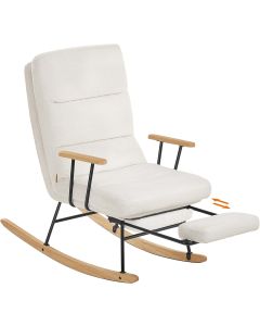 Schaukelstuhl Verstellbar Belastbar Fleece Cremeweiss