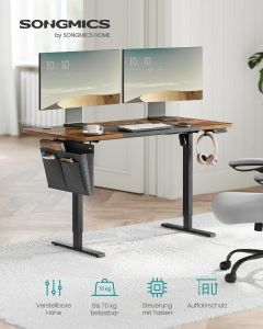 Schreibtisch elektrisch höhenverstellbar mit Memory-Funktion 120 cm vintagebraun