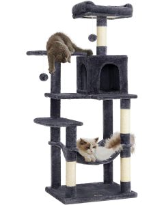 Kratzbaum Katzenhaus mit Hängematte rauchgrau