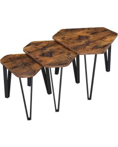 Beistelltisch Set Industrie-Design vintagebraun-schwarz