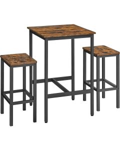 Bartisch-Set mit Barhockern, vintagebraun-tintenschwarz