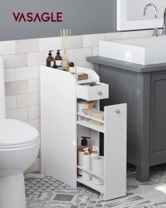 Badezimmerschrank schmal mit Schubladen weiss