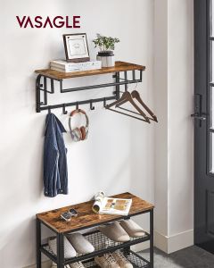 Wandgarderobe mit Aufbewahrungsregal 66cm rustikal Braun