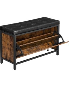 Schuhbank Industrie-Design mit Klappe vintagebraun
