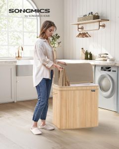 Wäschekorb Bambus 150L Naturbeige