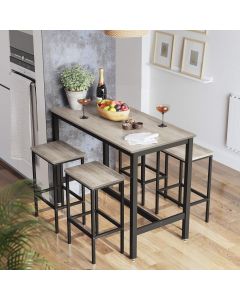 Bartisch-Set Industrie-Design Greige-schwarz Holz