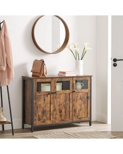 Sideboard Glastüren Industriestil Vintagebraun Stahl