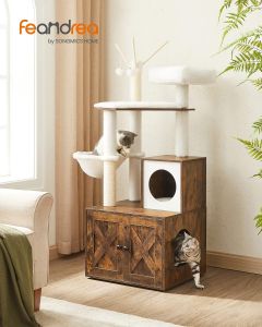Kratzbaum 2-in-1 mit Katzenklo-Schrank vintagebraun